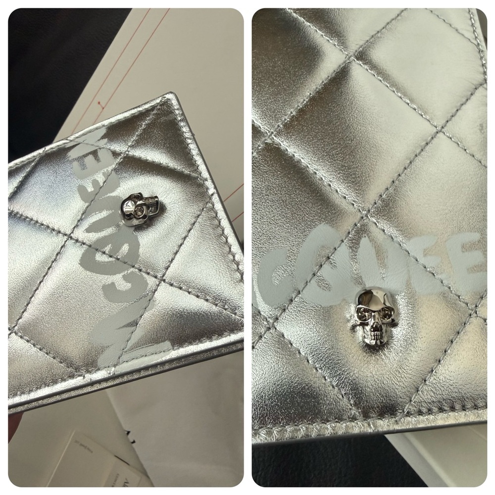 Alexander McQueen Quilted Metallic Silver Chain Shoulder Bag - Picture 5 of 13